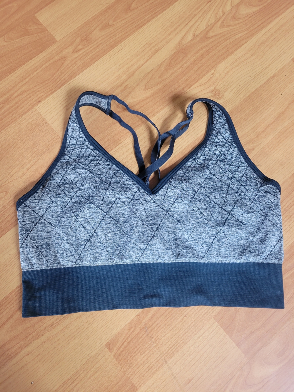 Athletic Works Grey Quilted Bralette with Navy Band